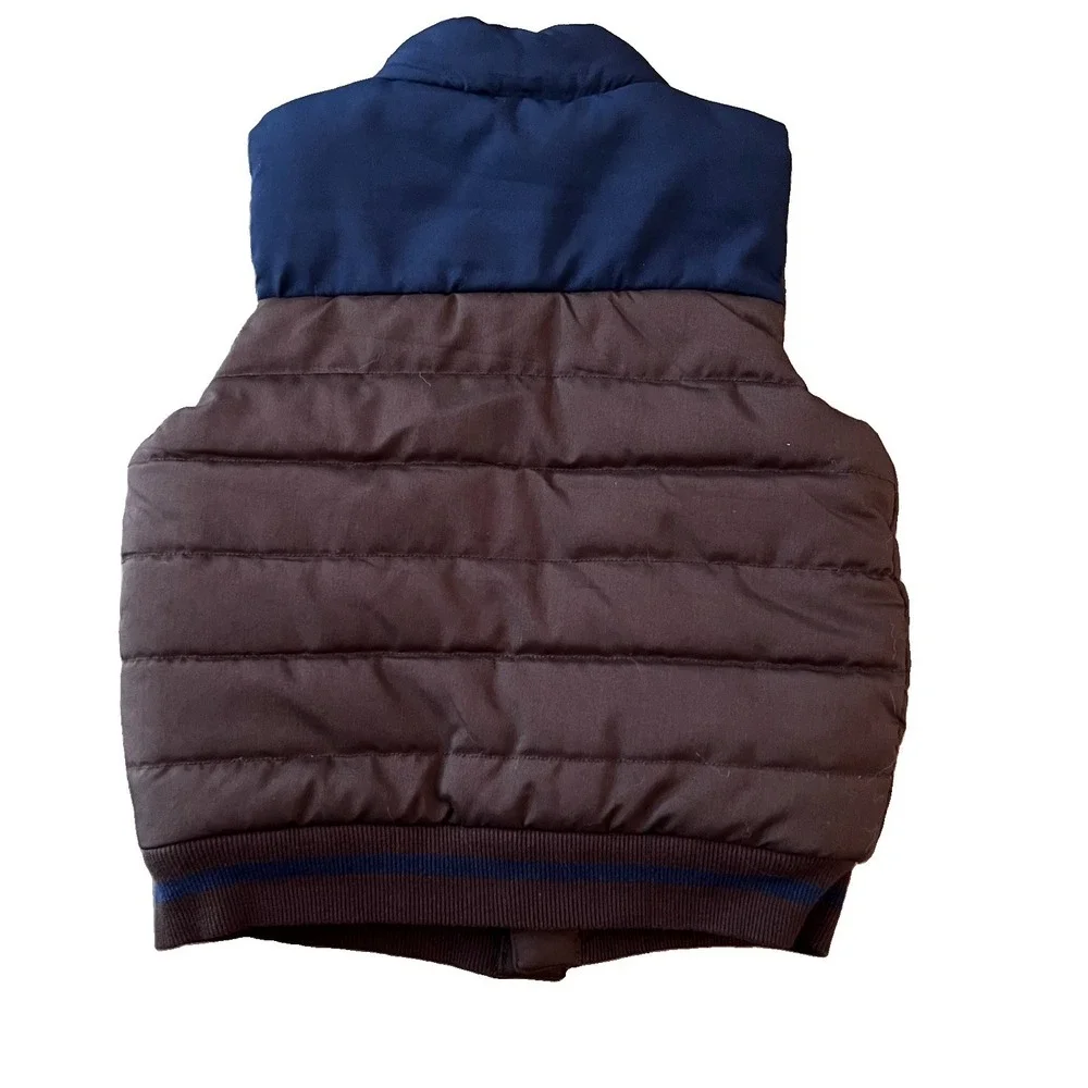 Tommy Bahama Boys Puffer Vest Sz 4 XS Fleece Lined Color Block Brown Green Blue